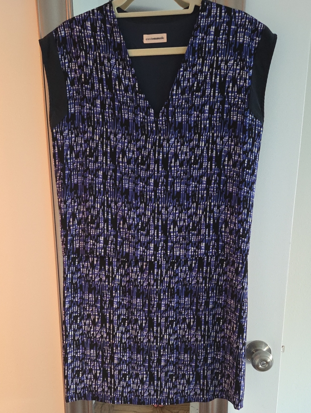 Custommade Sleeveless Silk Geometric Print Mini Dress